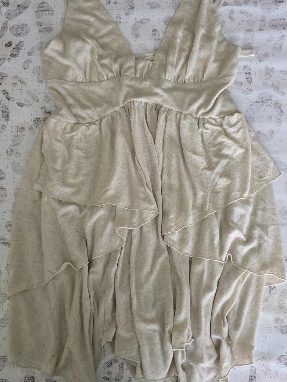Free People Cream Tiered V-Neck Mini Dress - Picture 2 of 13